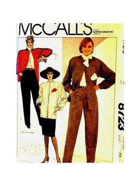 Vintage Sewing Pattern McCalls 8723 Basile Miss Jacket Skirt Pants Sz 12 Bust 34